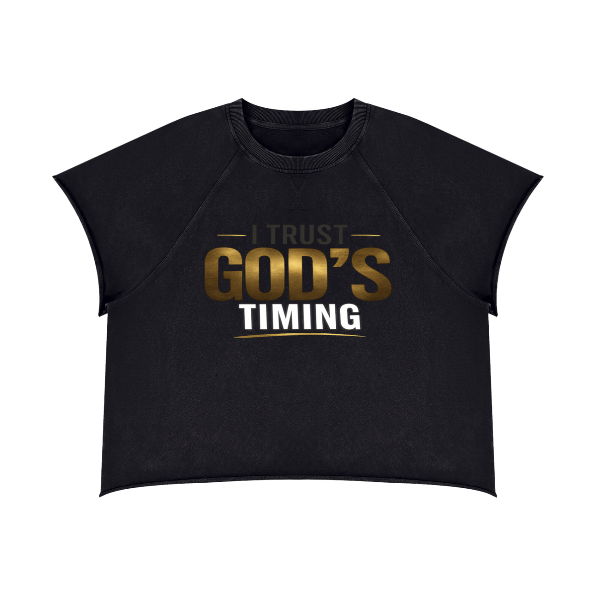 I TRUST GOD’S TIMING — Unisex Vintage Wash Raw Edge Boxy T-Shirt