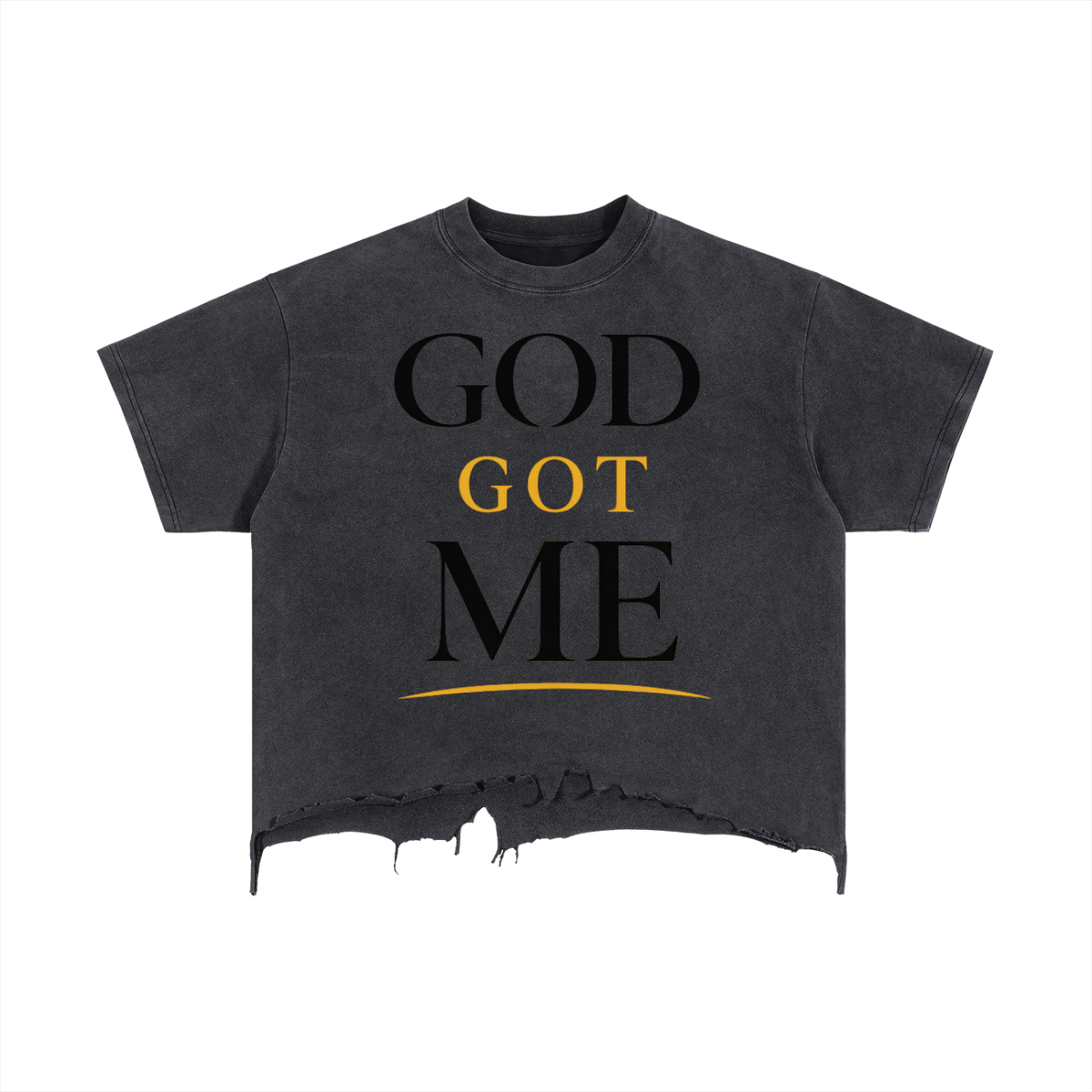 GOD GOT ME — Vintage Wash Boxy Distressed Hem Tee