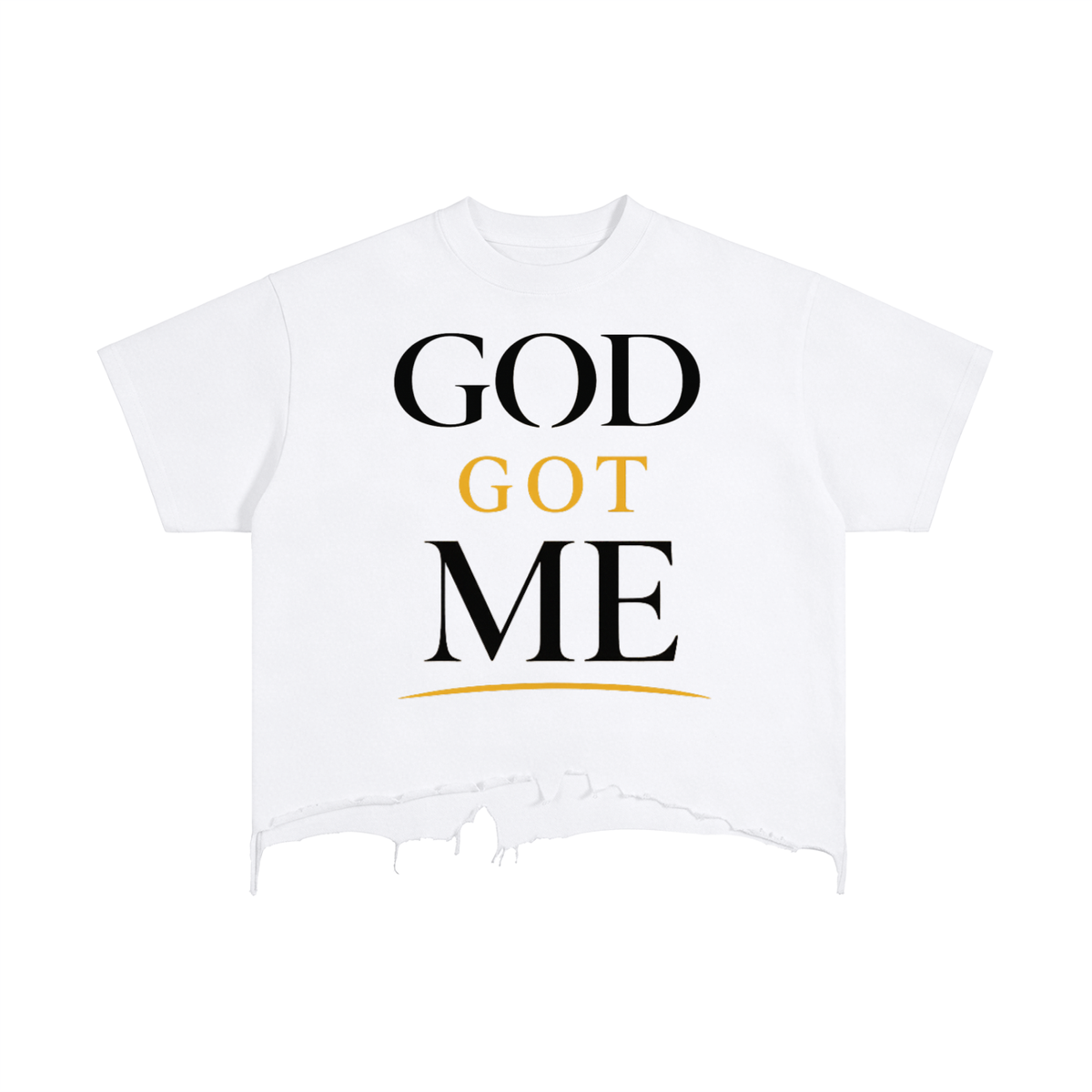 GOD GOT ME — Vintage Wash Boxy Distressed Hem Tee