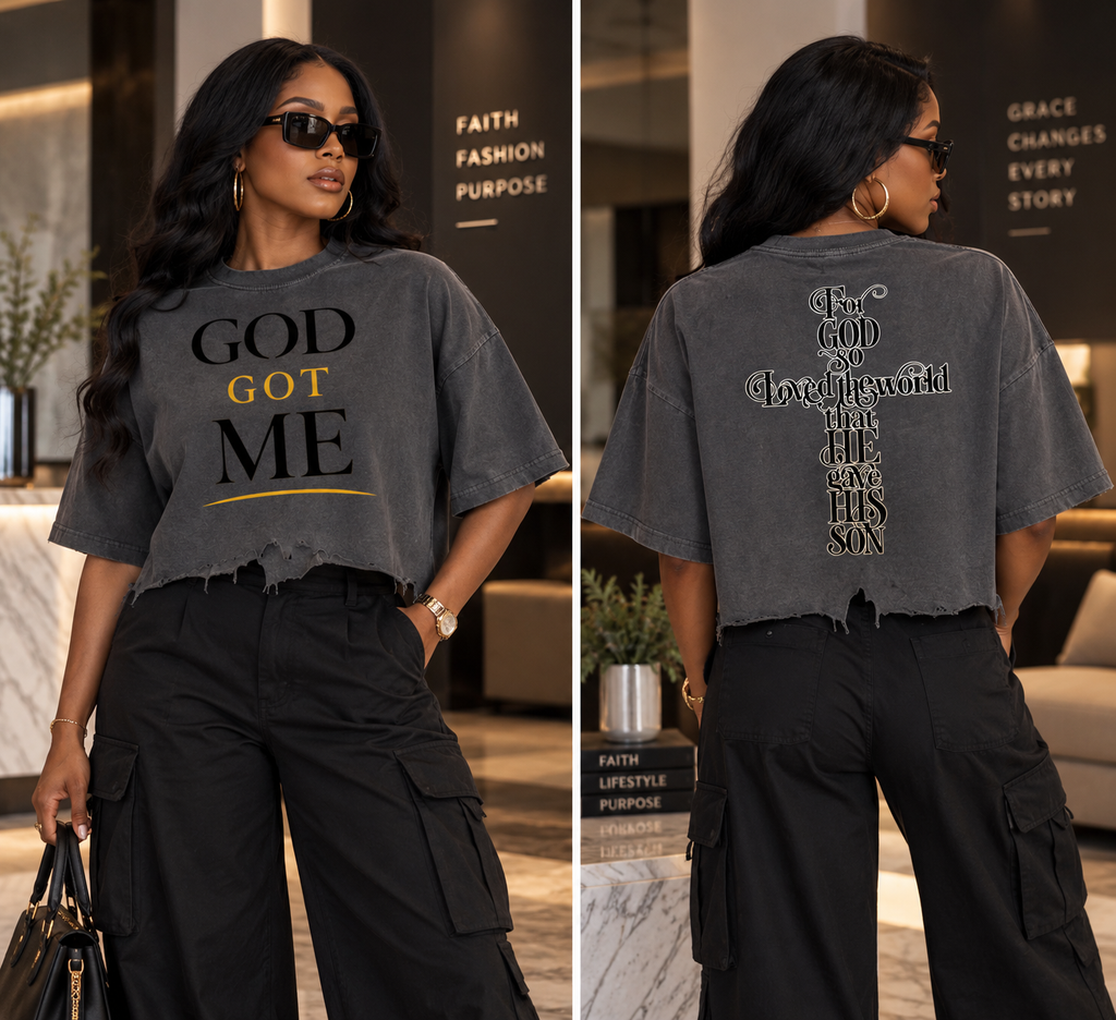 GOD GOT ME — Vintage Wash Boxy Distressed Hem Tee