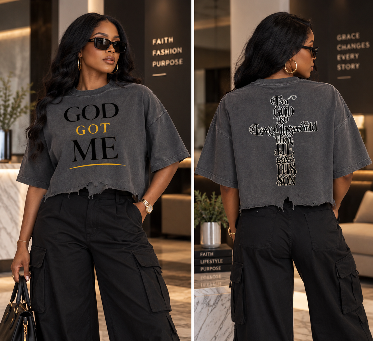 GOD GOT ME — Vintage Wash Boxy Distressed Hem Tee