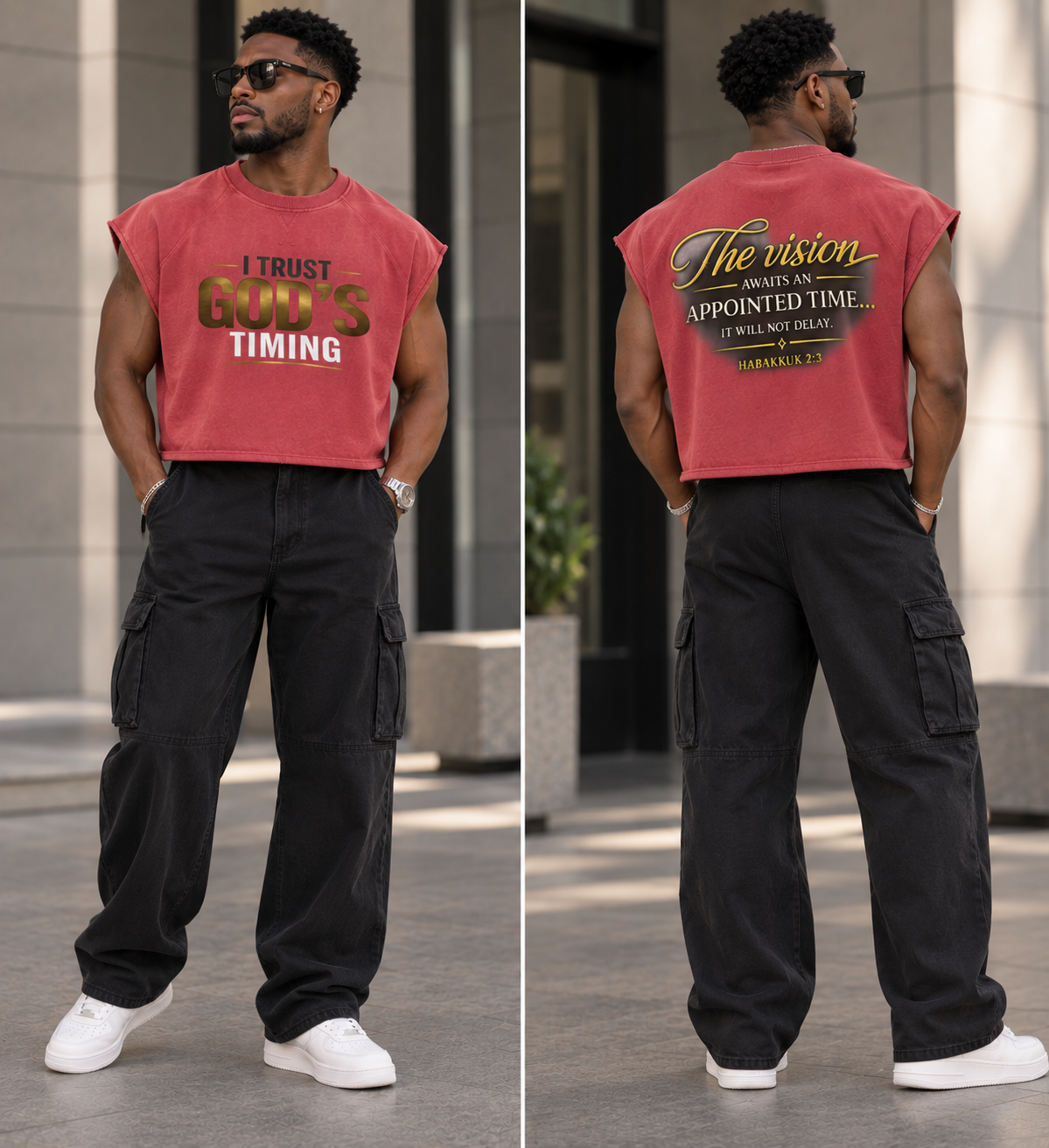 I TRUST GOD’S TIMING — Unisex Vintage Wash Raw Edge Boxy T-Shirt