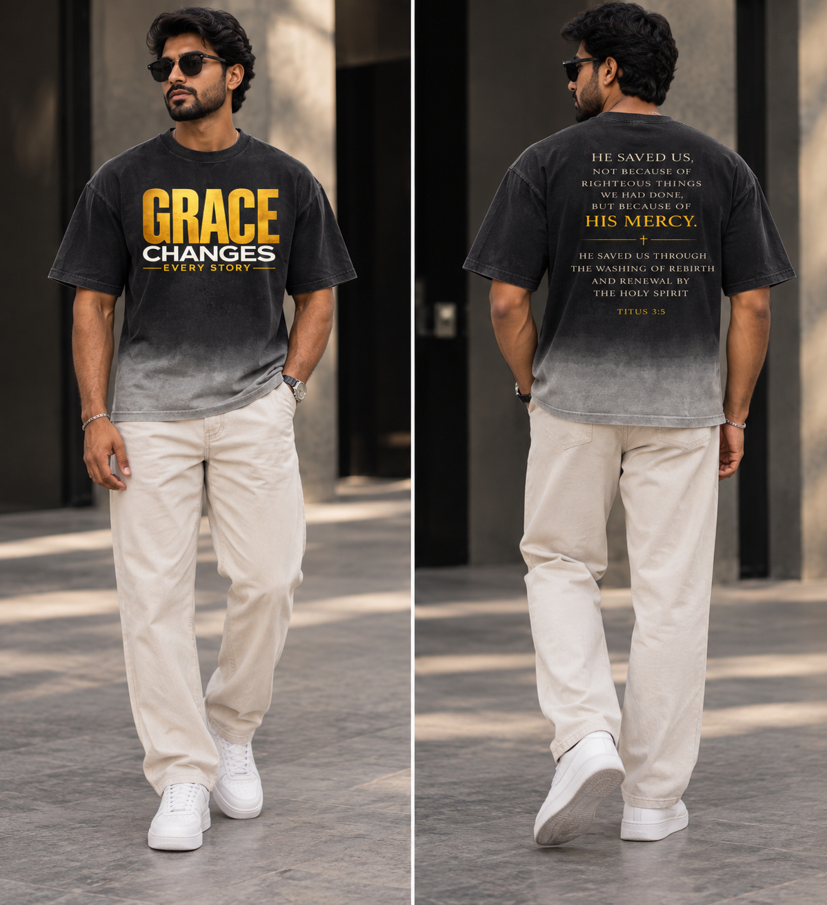 Grace Changes Every Story - Sunfade Vintage Washed T-Shirt