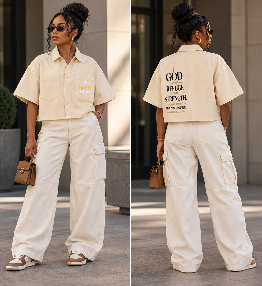 I NEED GOD — Women’s Crop Short Sleeve Shirt