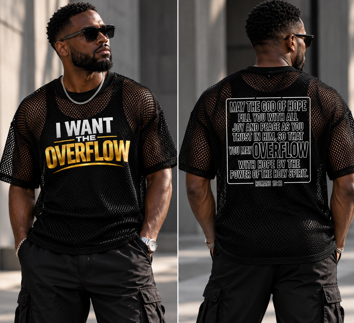 I WANT THE OVERFLOW — See-Through Boxy Net T-Shirt