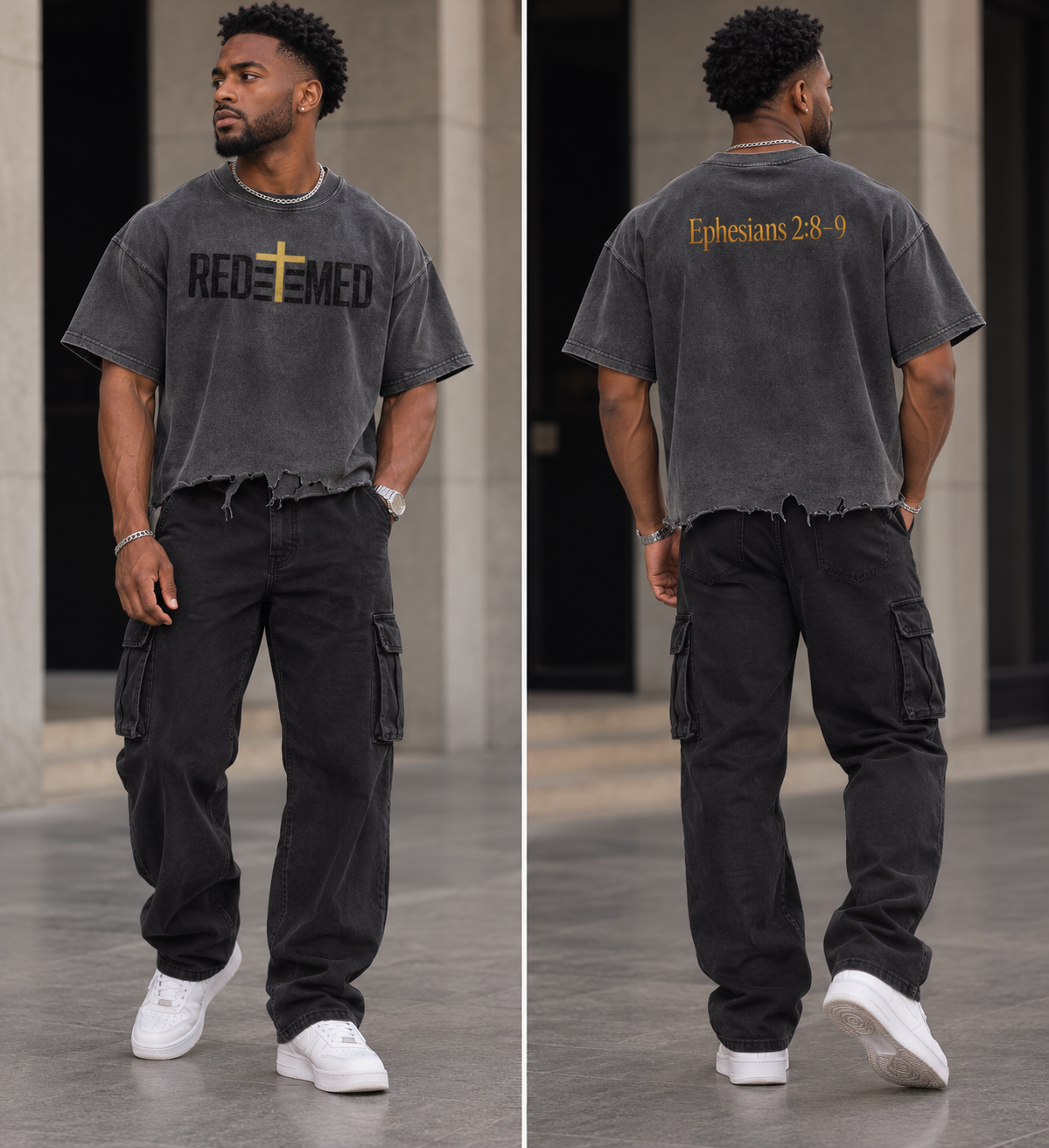 REDEEMED — Vintage Wash Boxy Distressed Hem Tee