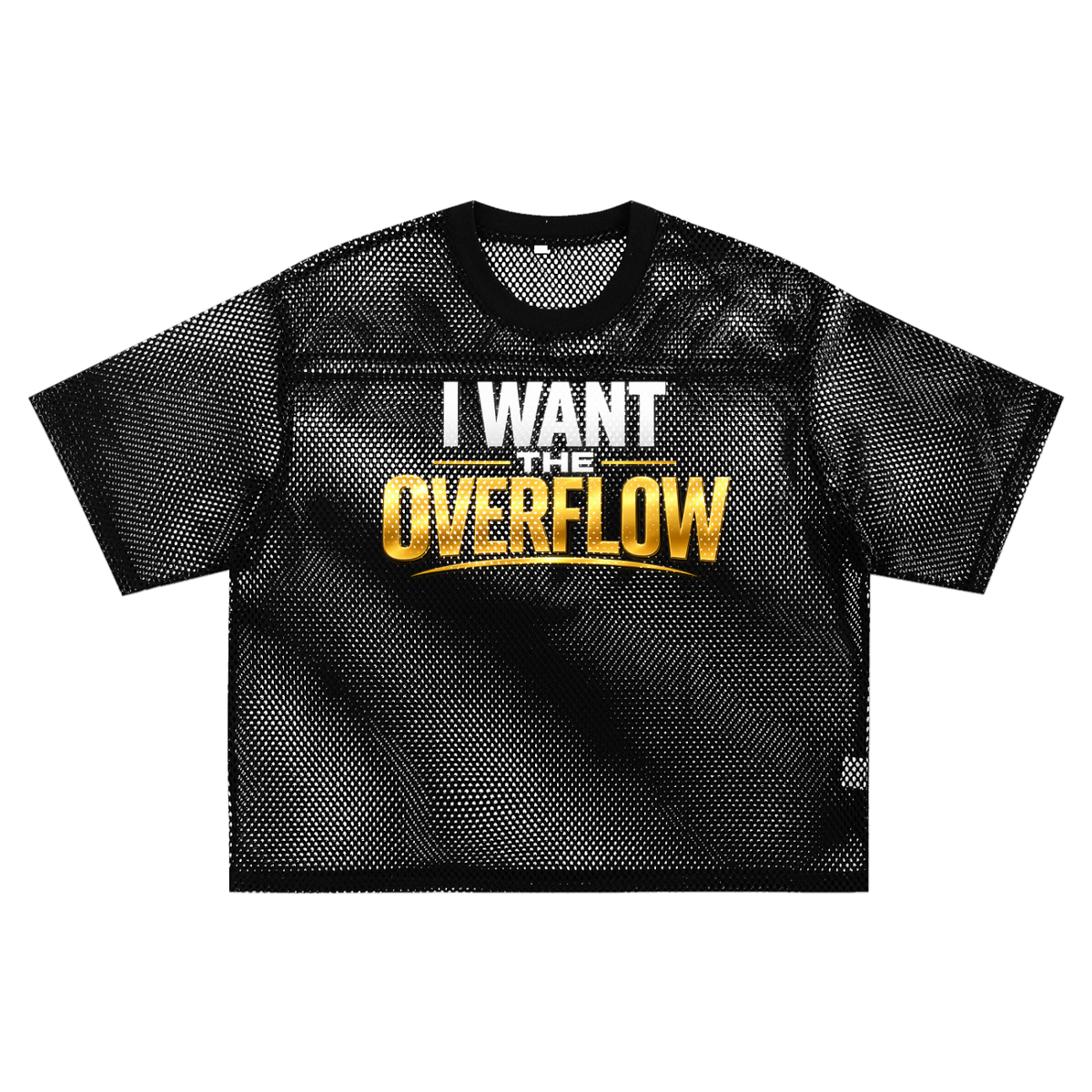 I WANT THE OVERFLOW — See-Through Boxy Net T-Shirt