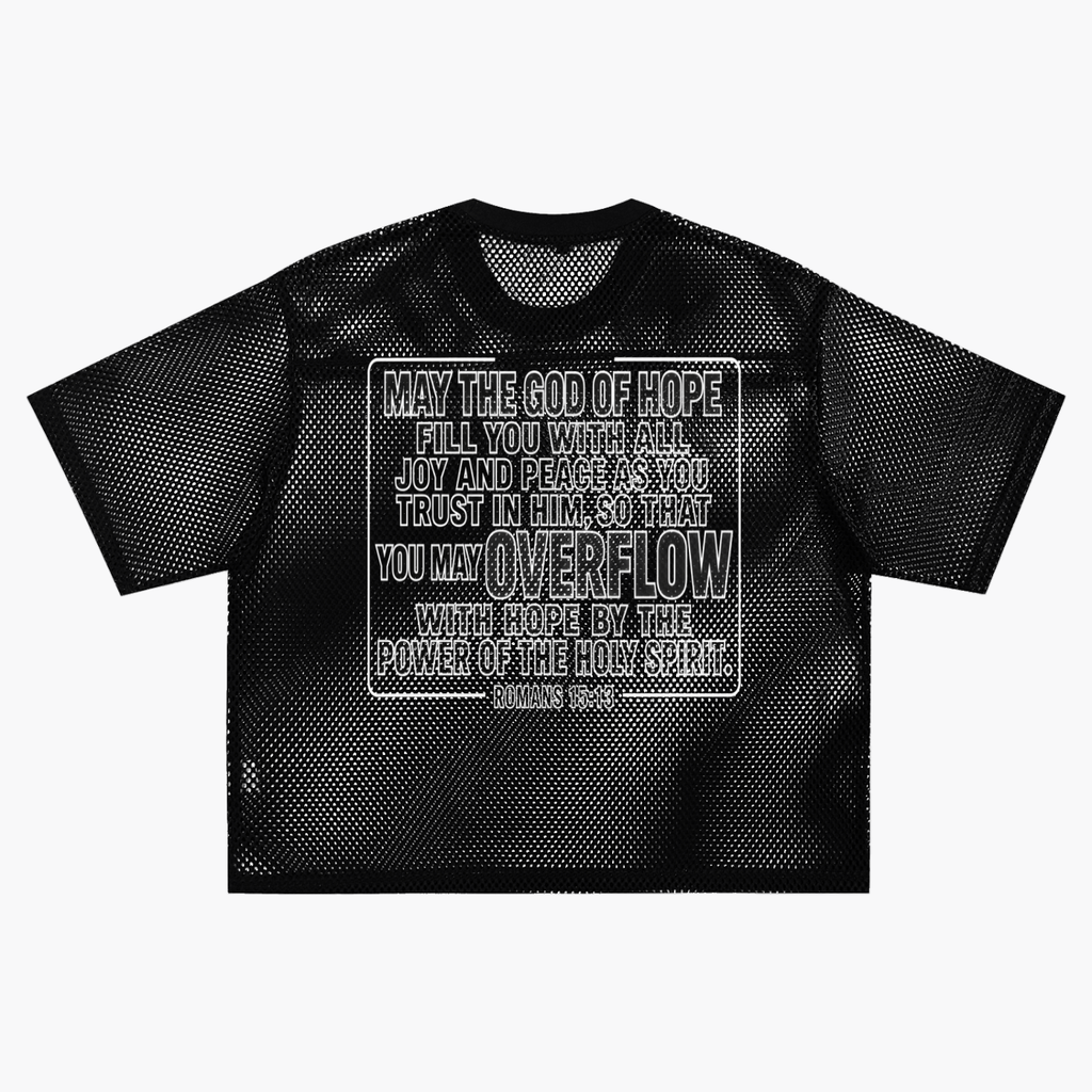 I WANT THE OVERFLOW — See-Through Boxy Net T-Shirt