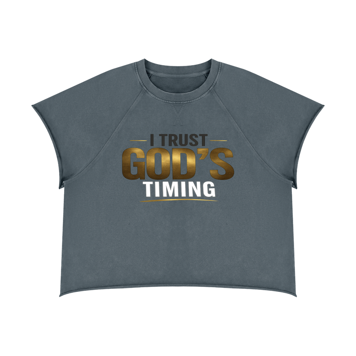 I TRUST GOD’S TIMING — Unisex Vintage Wash Raw Edge Boxy T-Shirt