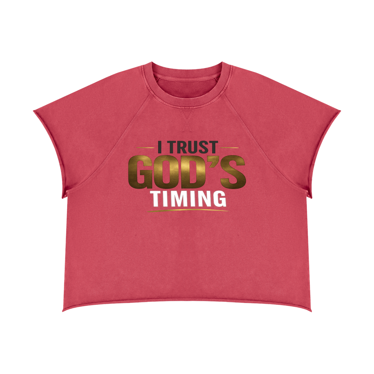 I TRUST GOD’S TIMING — Unisex Vintage Wash Raw Edge Boxy T-Shirt