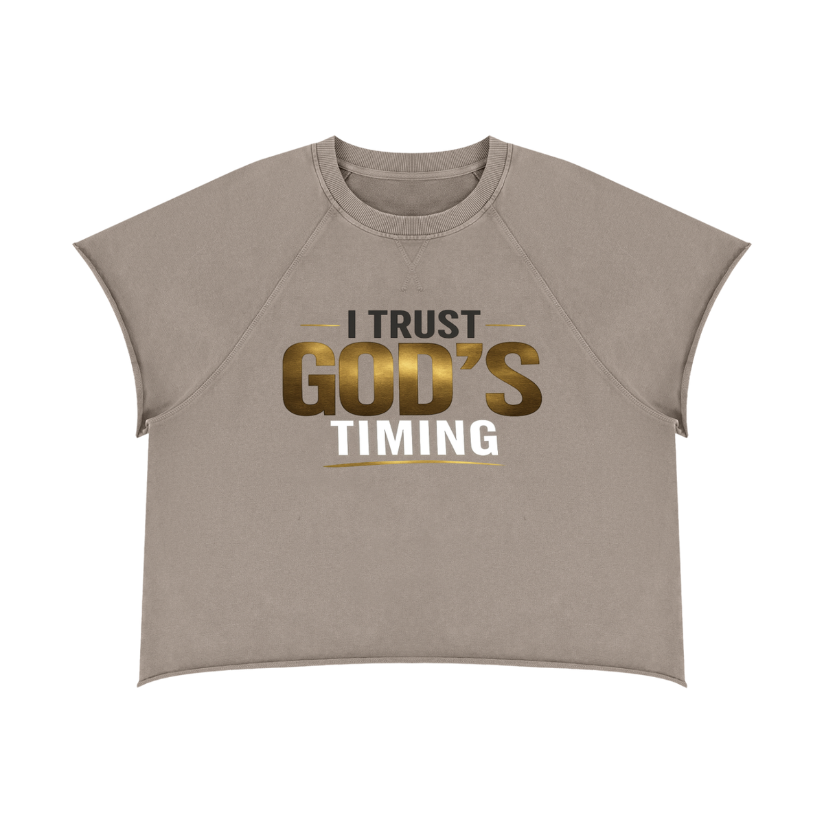 I TRUST GOD’S TIMING — Unisex Vintage Wash Raw Edge Boxy T-Shirt