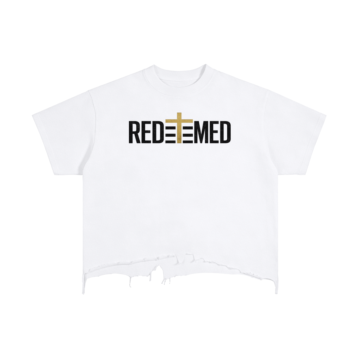 REDEEMED — Vintage Wash Boxy Distressed Hem Tee