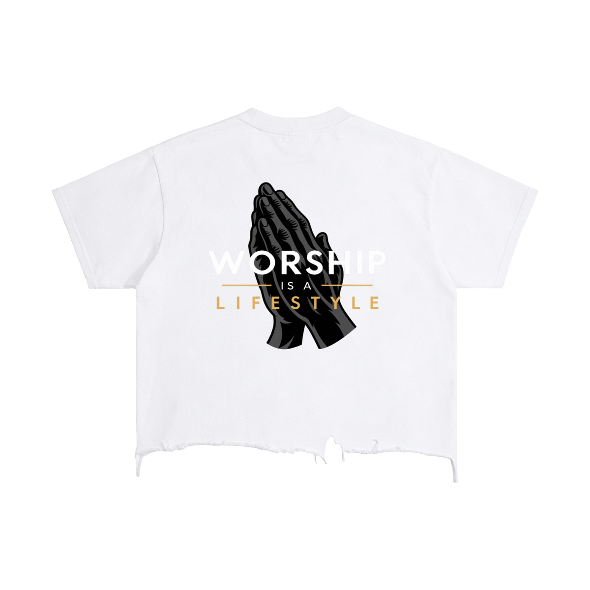 Worship is a Lifestyle - Vintage Wash Boxy Distressed Hem T-Shirt