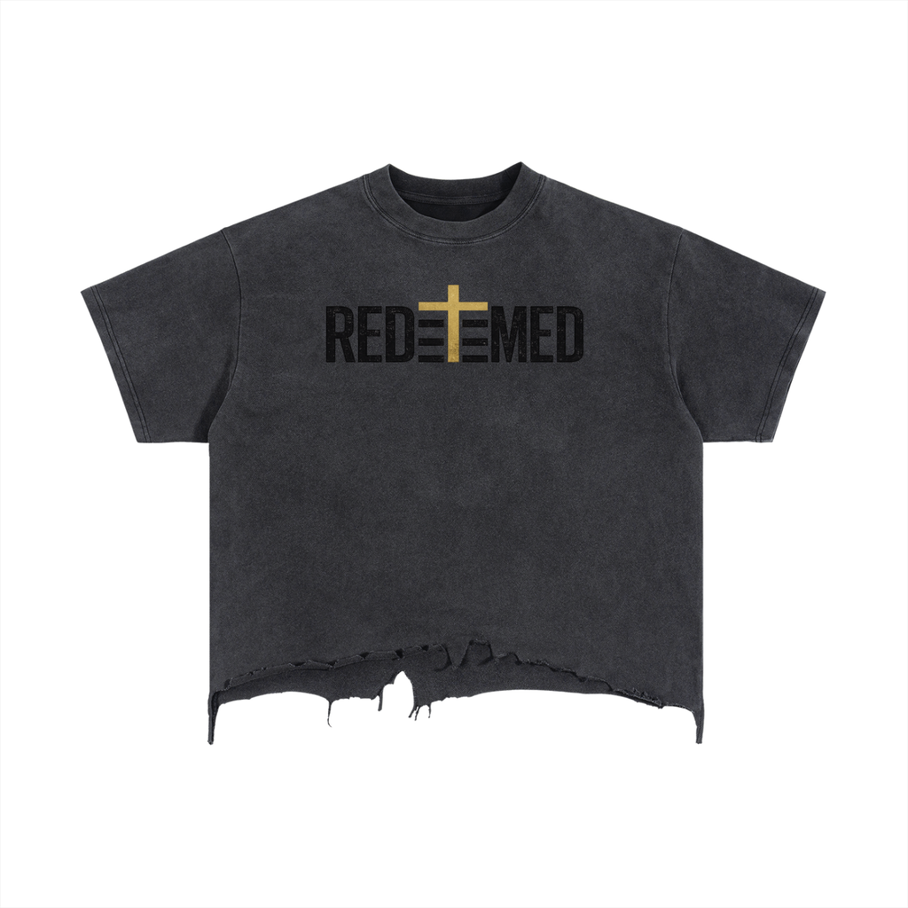 REDEEMED — Vintage Wash Boxy Distressed Hem Tee