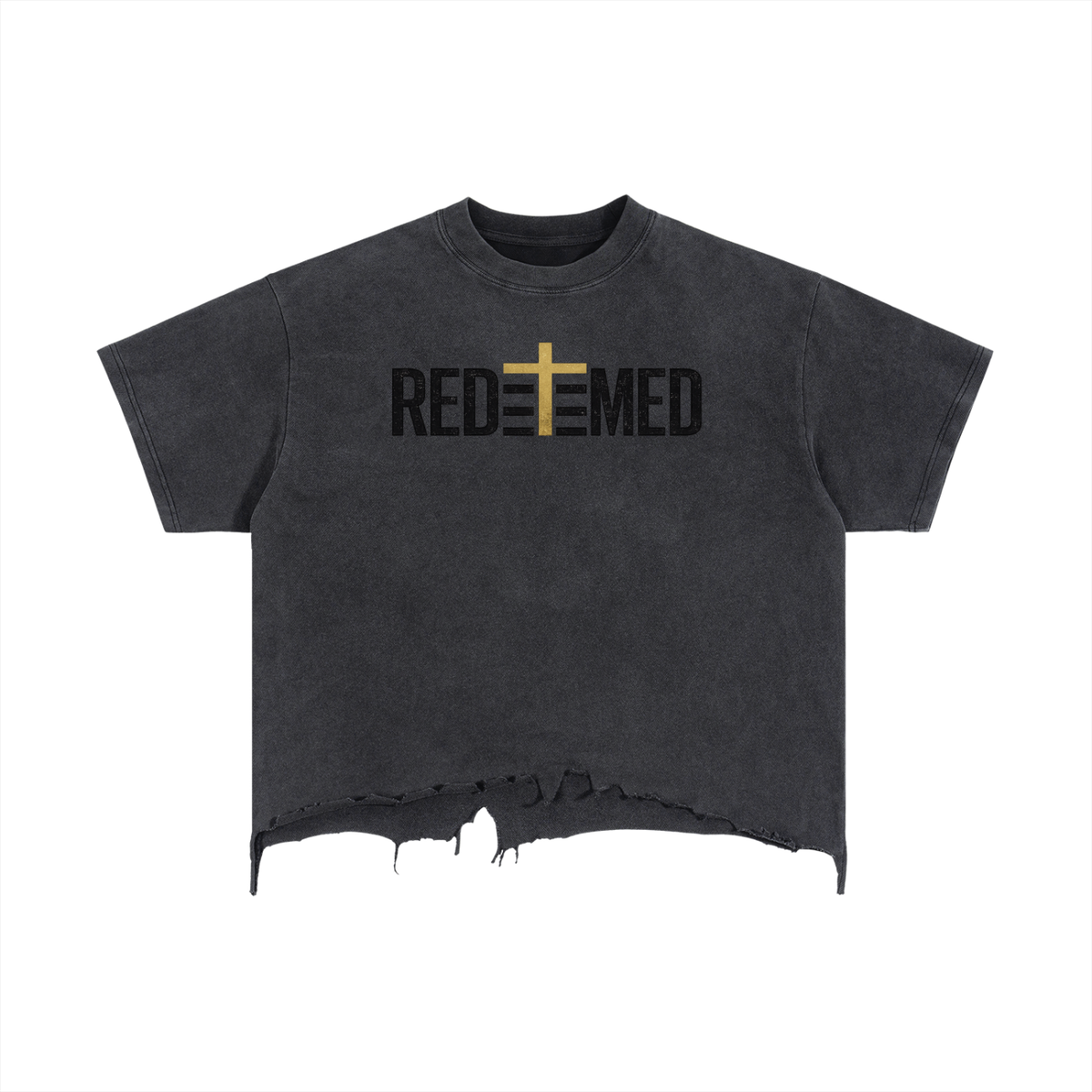 REDEEMED — Vintage Wash Boxy Distressed Hem Tee