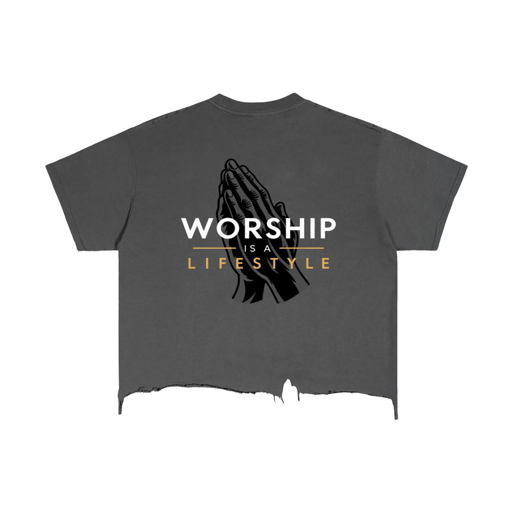 Worship is a Lifestyle - Vintage Wash Boxy Distressed Hem T-Shirt